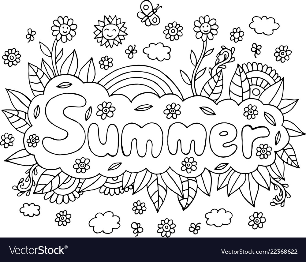 Coloring page for adults with mandala and summer vector image