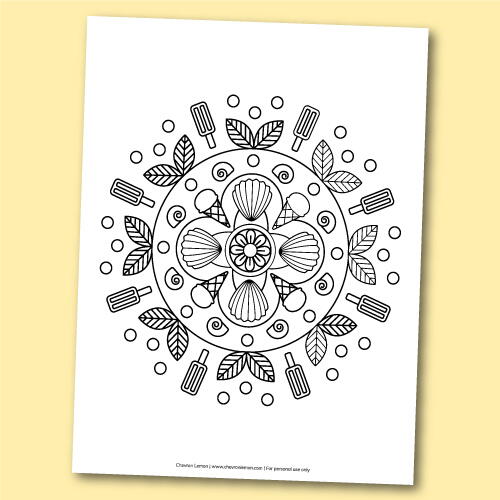 Printable summer mandala coloring page