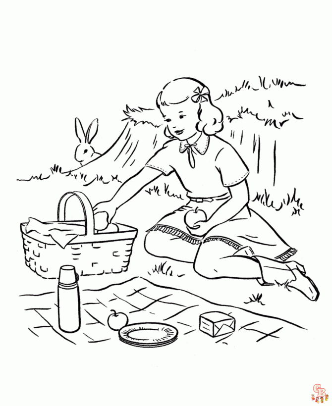 Enjoy the summer with free printable picnic coloring pages