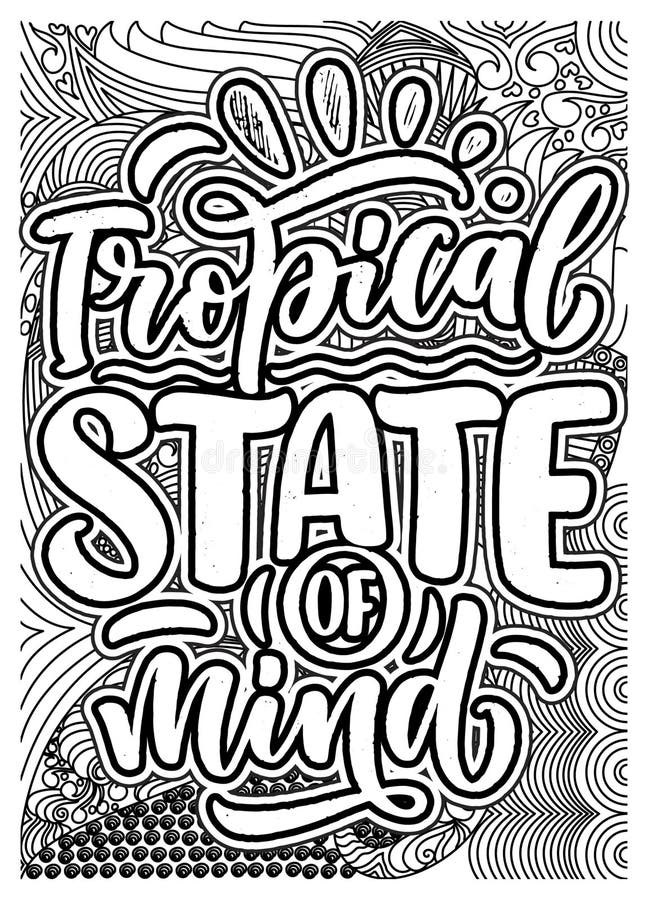 Summer inspirational quote coloring pages for adults summer motivational quotes coloring page stock illustration