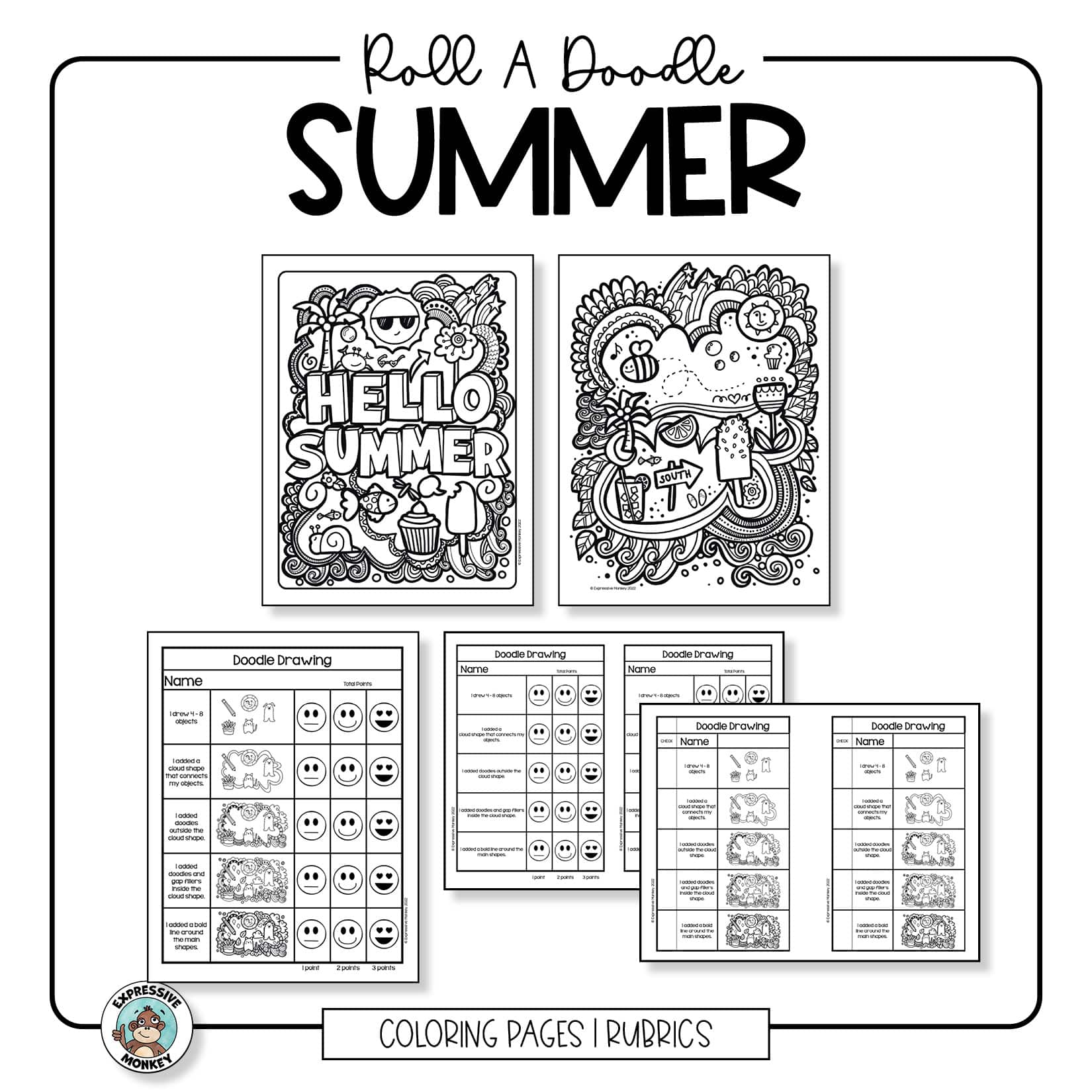 Summer doodle â easy doodle drawing for kids