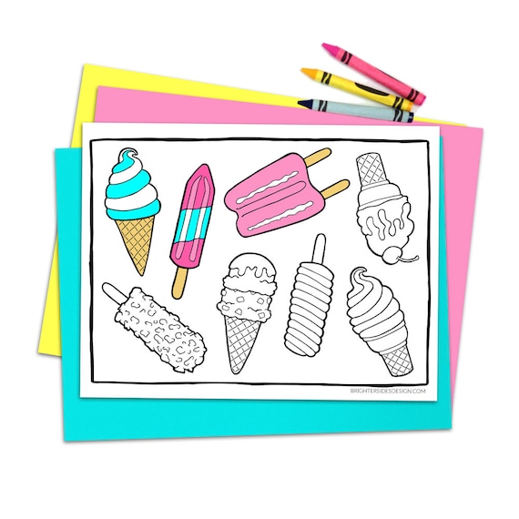 Ice cream coloring page summer dessert coloring pages popsicles cute food kids coloring activity