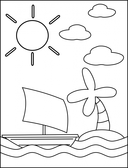 Preschool coloring page â sail boat