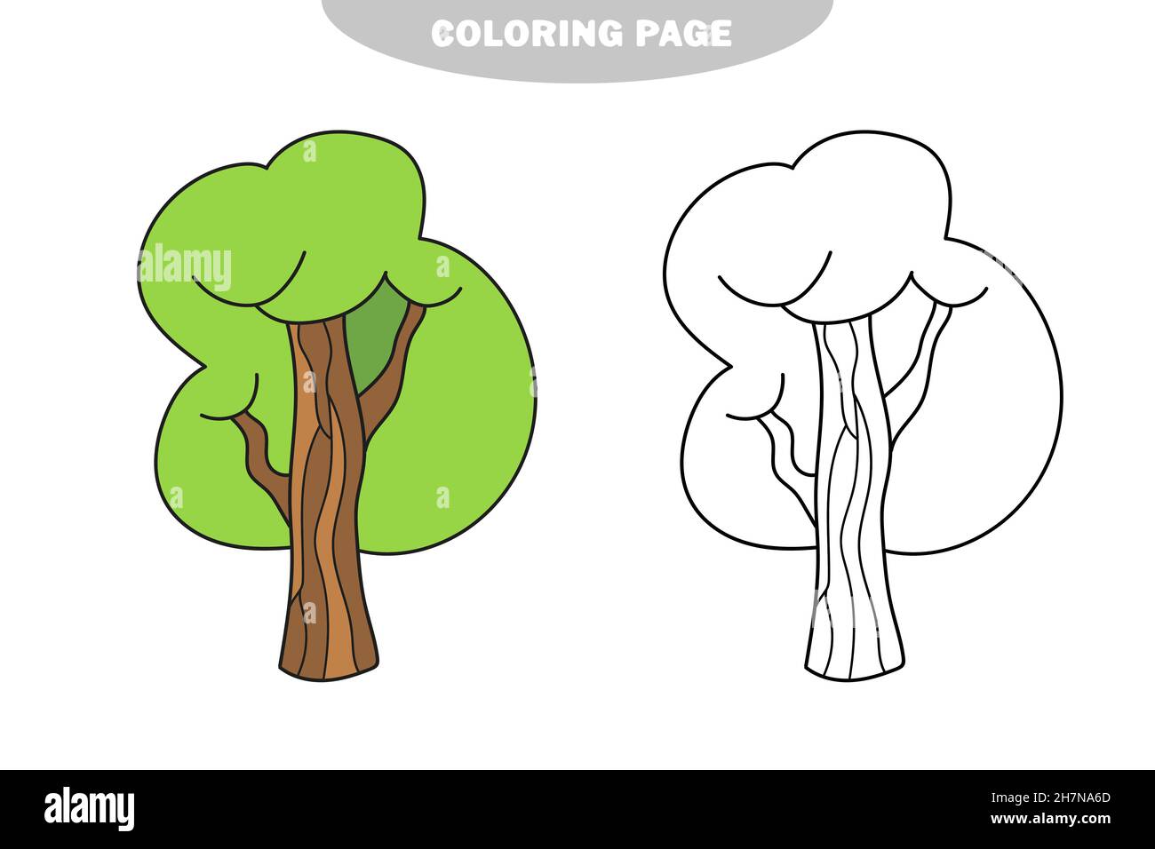 Simple coloring page summer tree to be colored coloring book to educate preschool kids color and black and white version stock vector image art