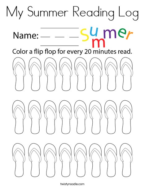 My summer reading log coloring page