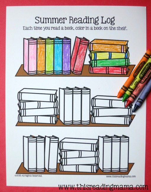 A reading log kids can color