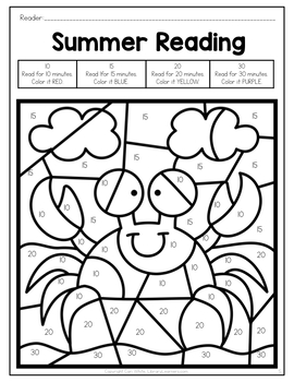 Summer reading activities color by code by cari white