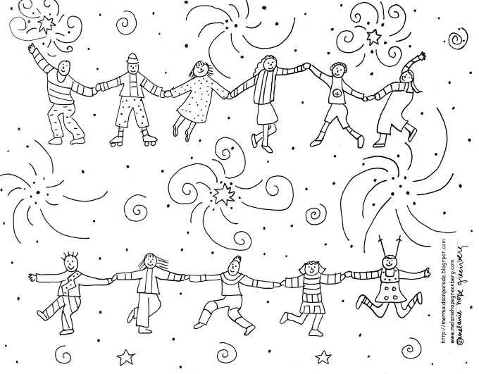Joyous children celebration coloring page