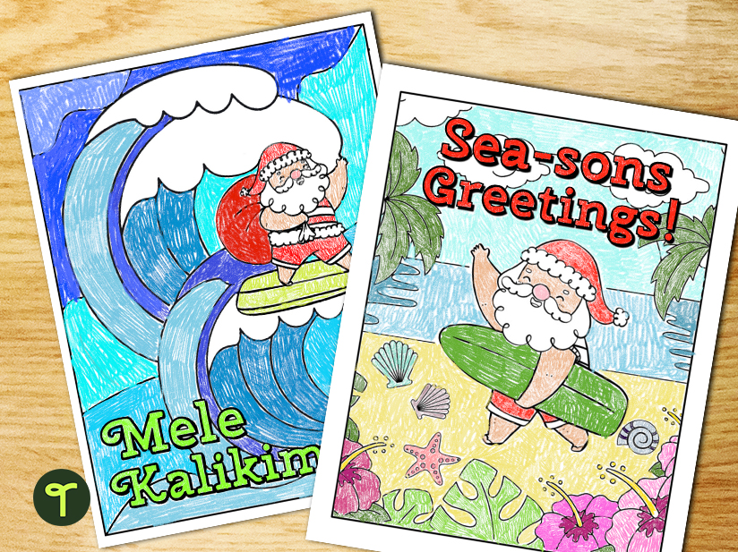 Summer santa claus coloring pages teach starter
