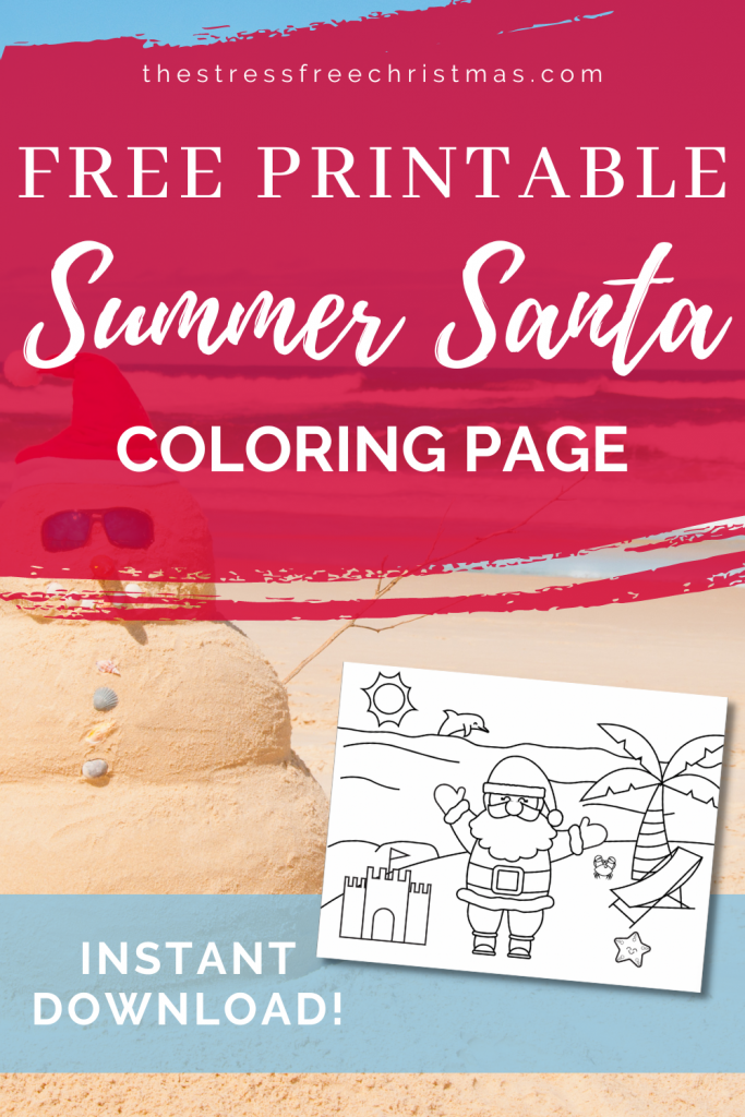 Free summer santa coloring page