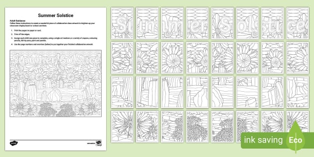 Summer solstice collaborative colouring pages