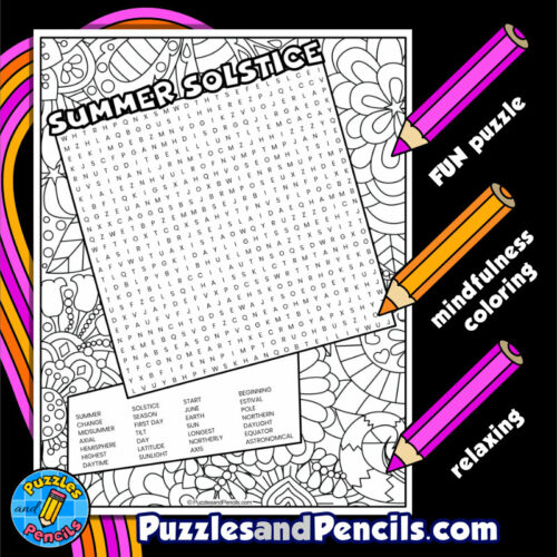 Summer solstice word search puzzle with coloring summer wordsearch made by teachers