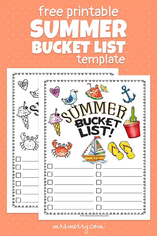 Free printable summer bucket list template mrs merry