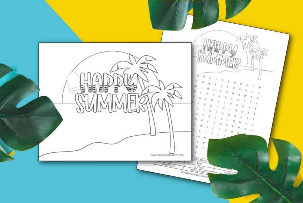 Free happy summer printable coloring pages for kids of all ages