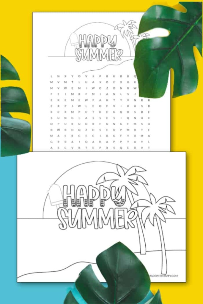Free happy summer printable coloring pages for kids of all ages