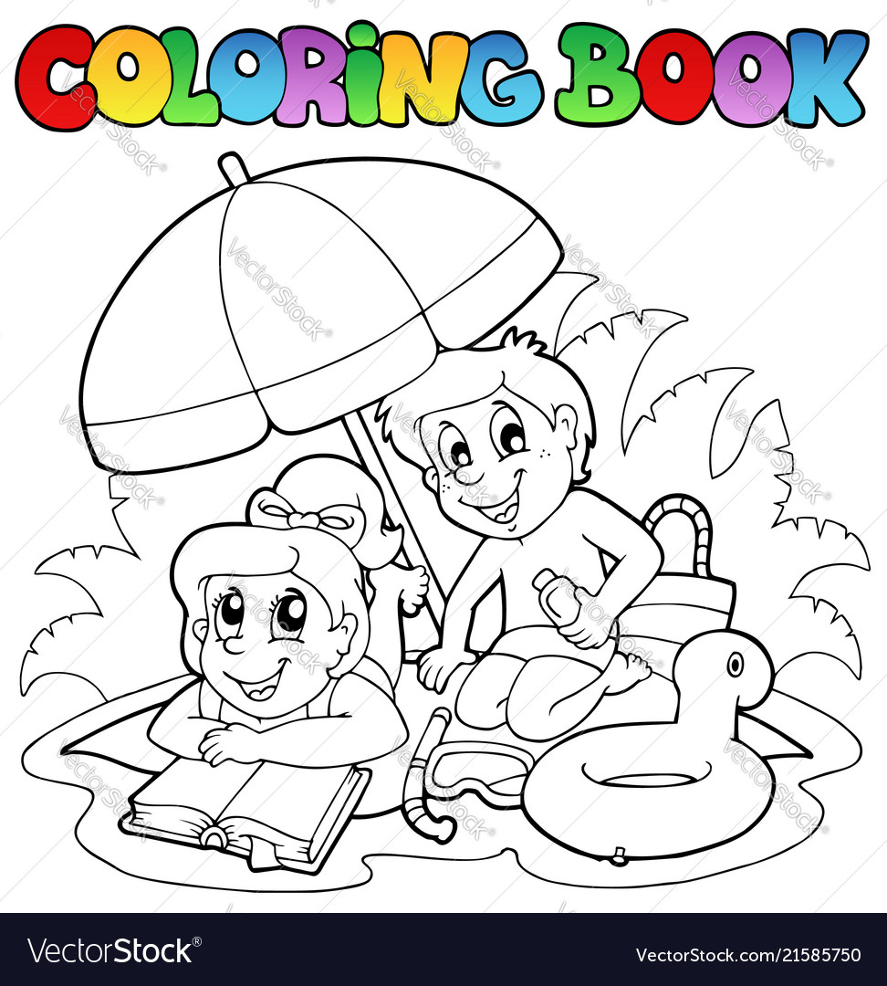 Coloring book with summer theme royalty free vector image