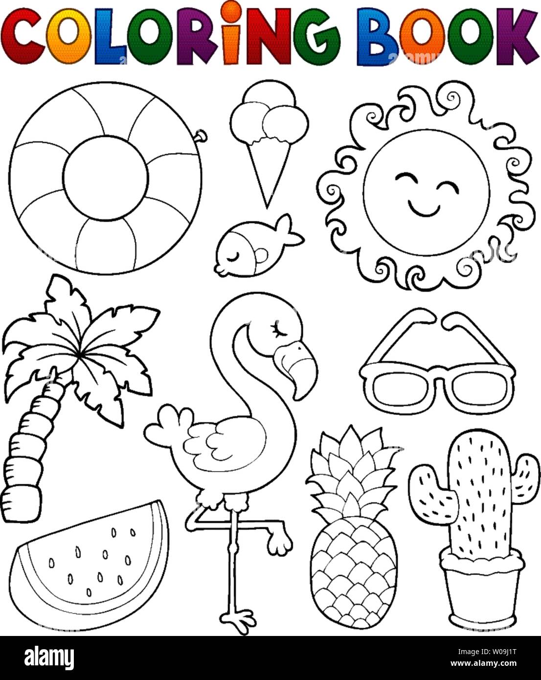 Coloring book summer theme collection