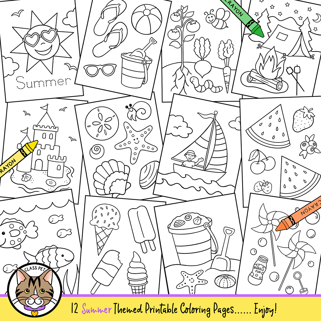 Summer coloring pages made by teachers