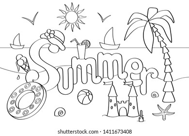 Vector coloring page on theme summer stock vector royalty free