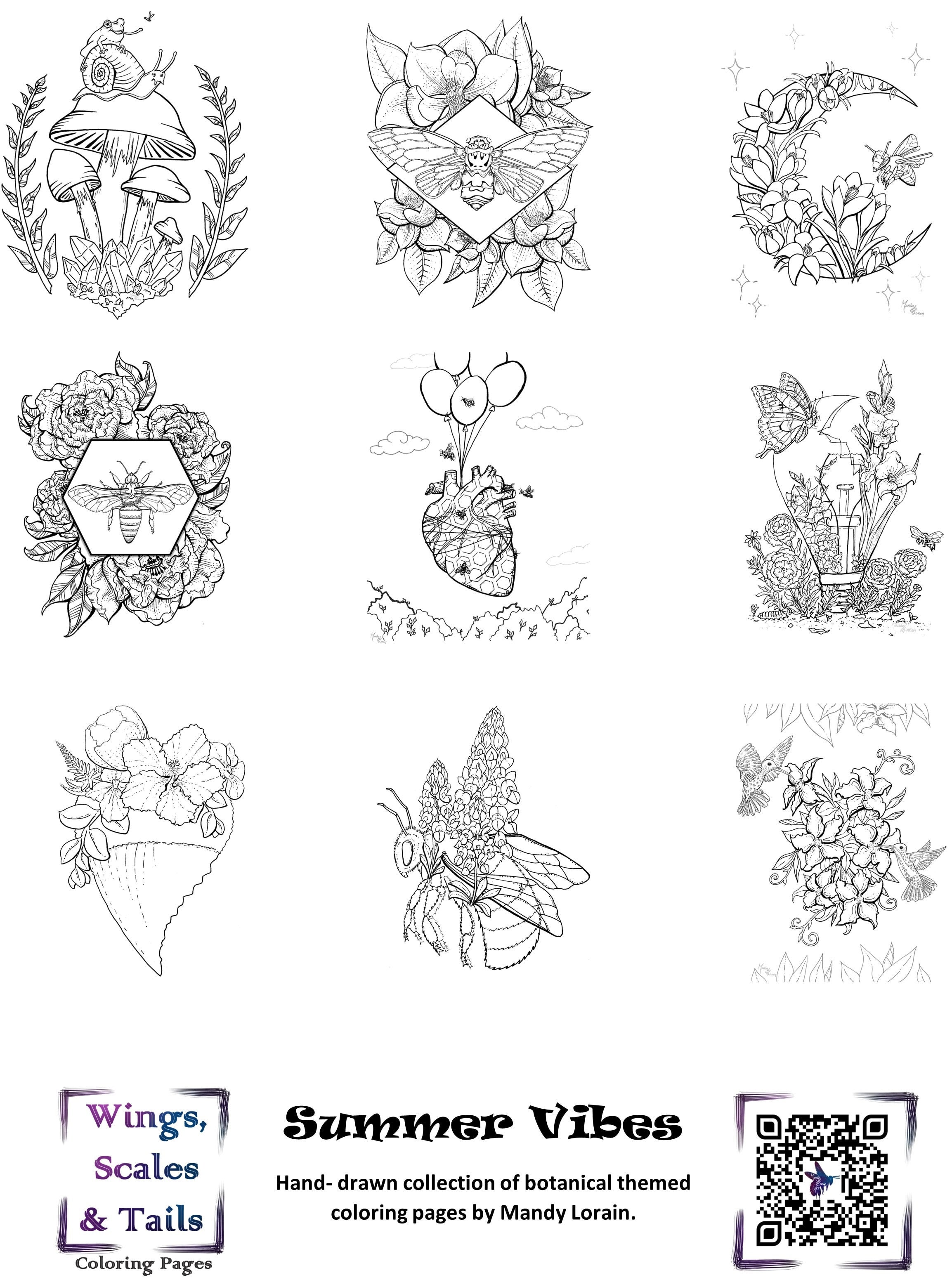 Summer vibes printable coloring book by mandy lorain mandy lorain art