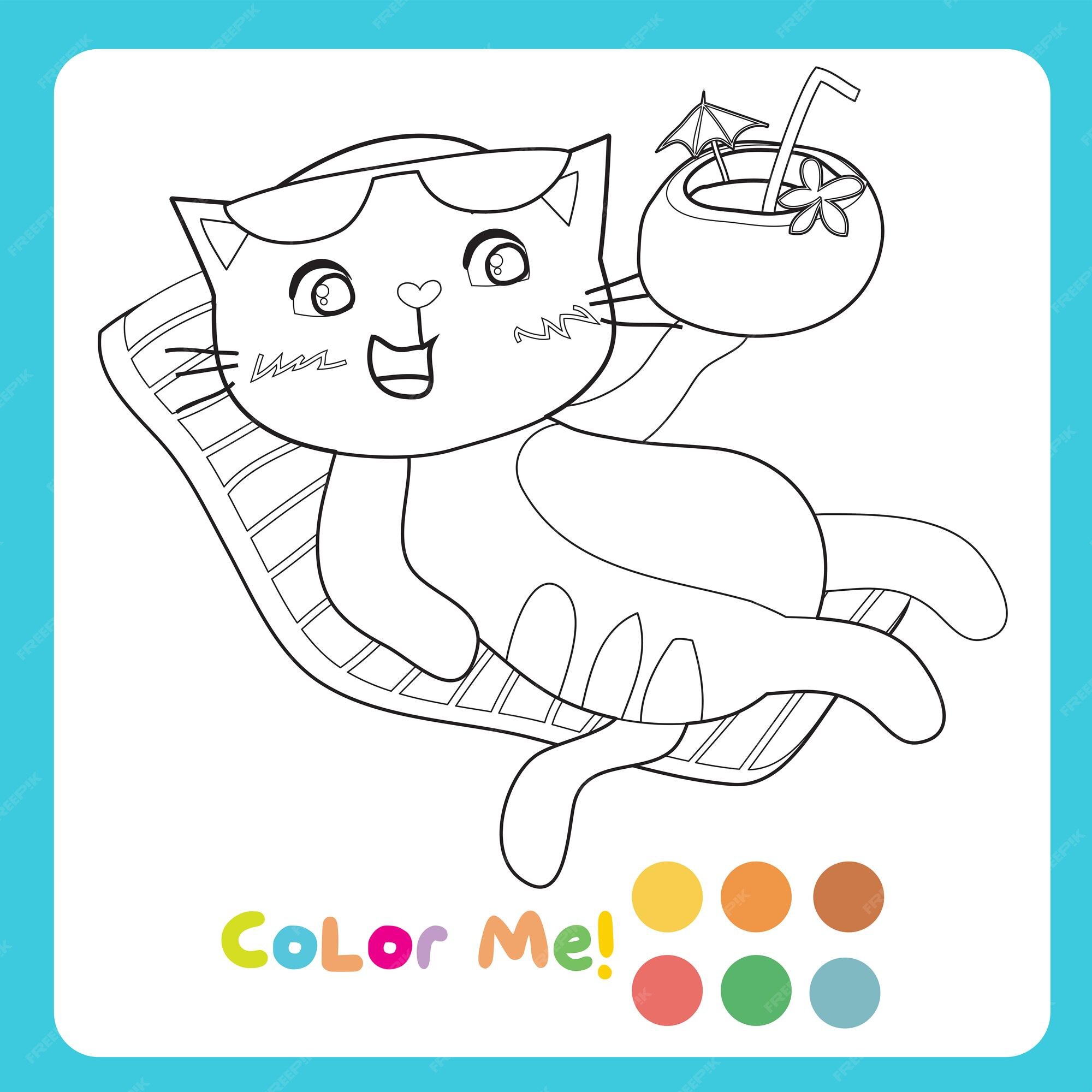 Premium vector colouring page with summer theme coloring activity for children vector file