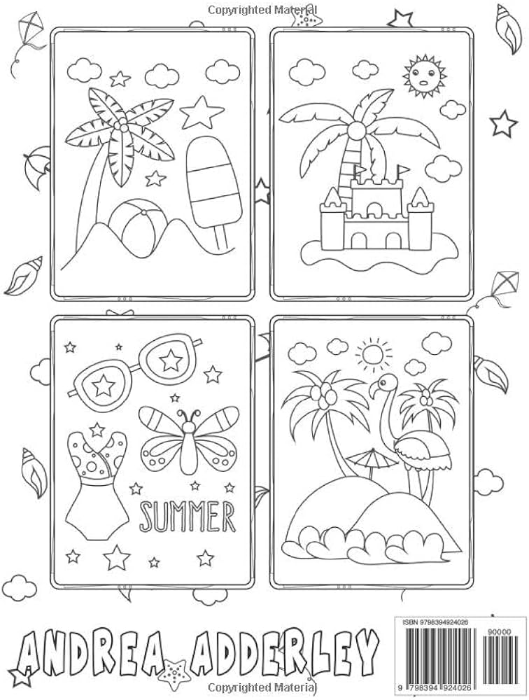 Summer time coloring book for kids ages summer votion time to color in adderley andrea books