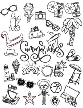 Summer vibes coloring page by elyse vlahos tpt