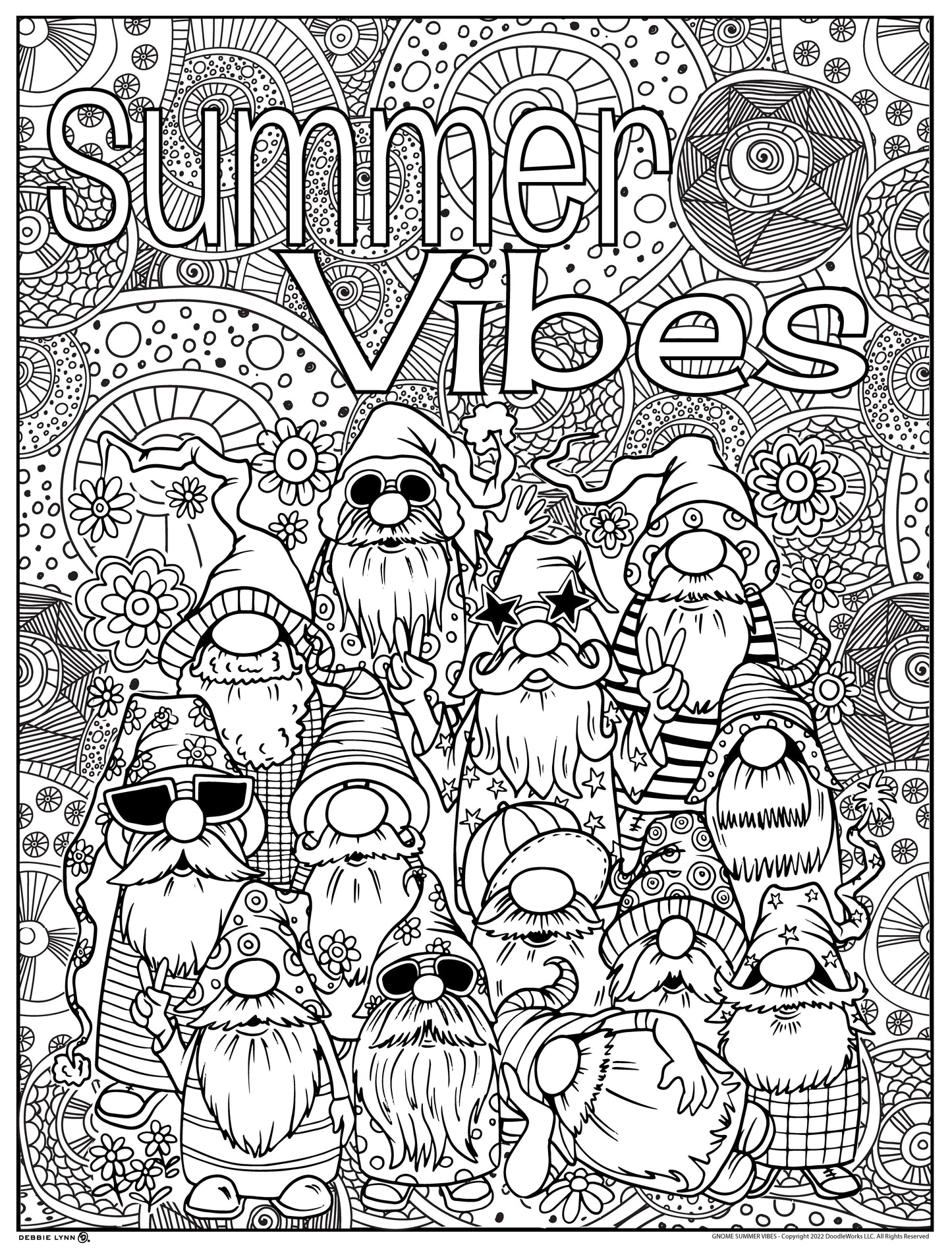 Gnome summer vibes personalized giant coloring poster x â debbie lynn