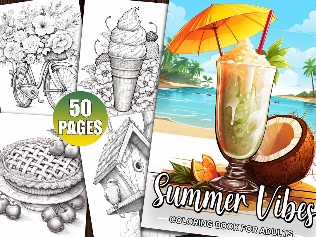 Summer vibes coloring pages for adults a stress relief