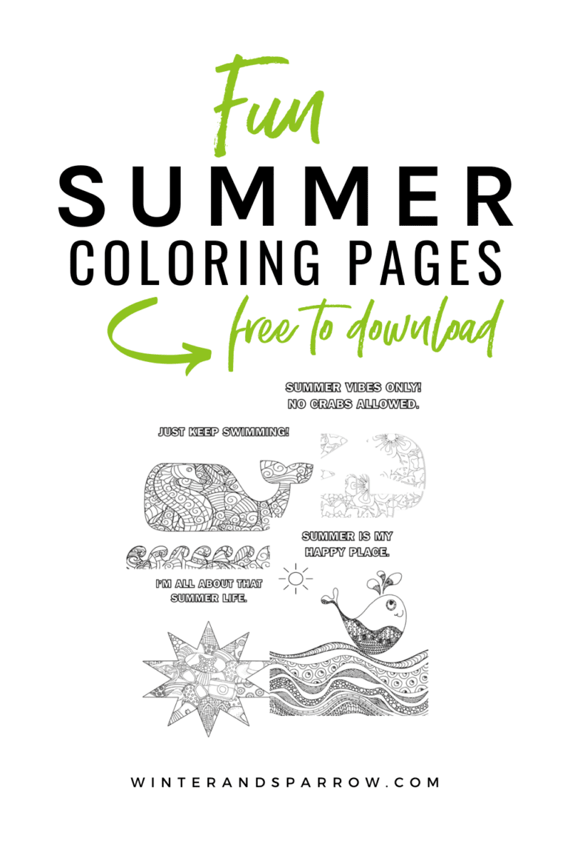 Four free summer coloring pages summer