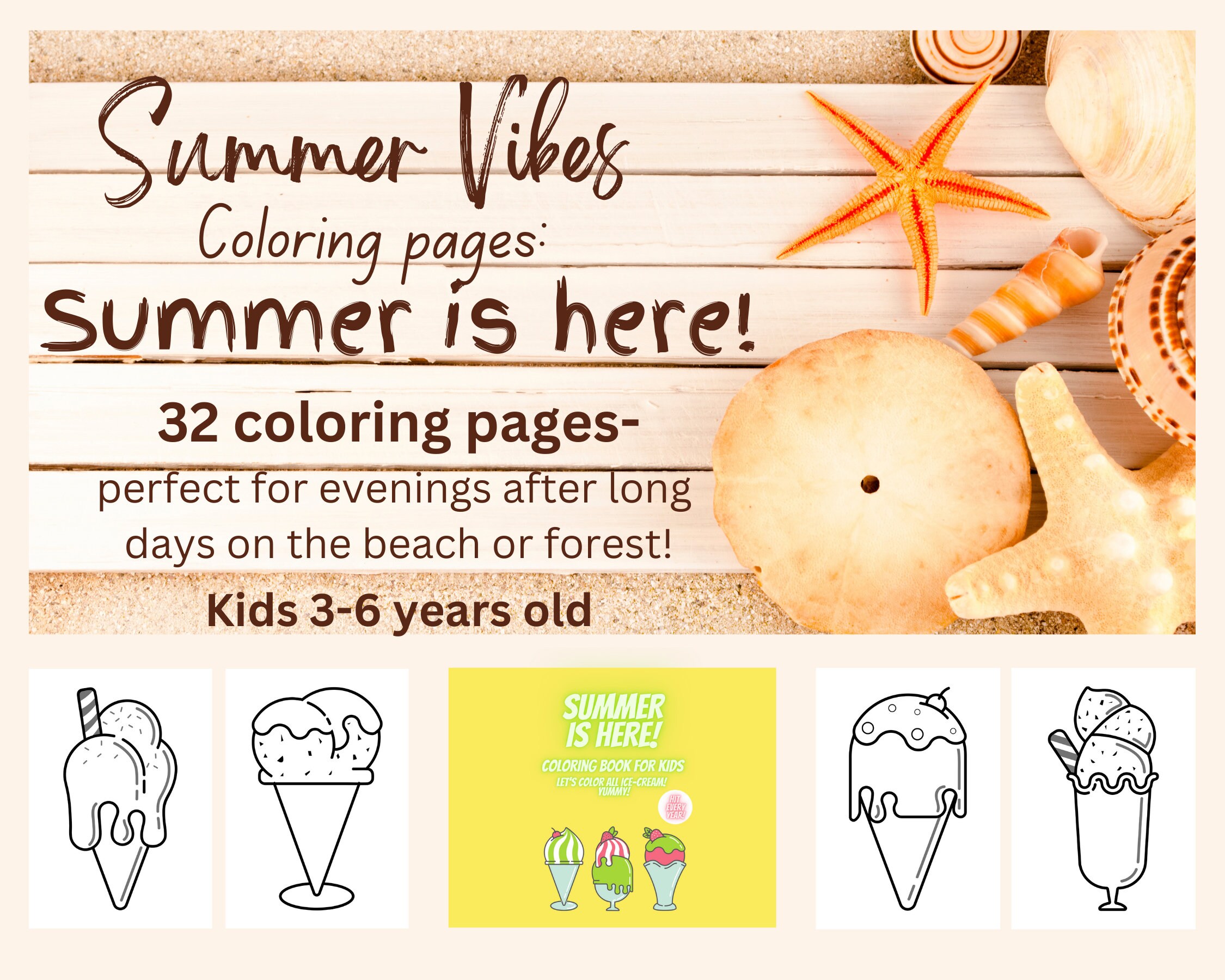 Summer is here coloring pages for kids lets color all ice