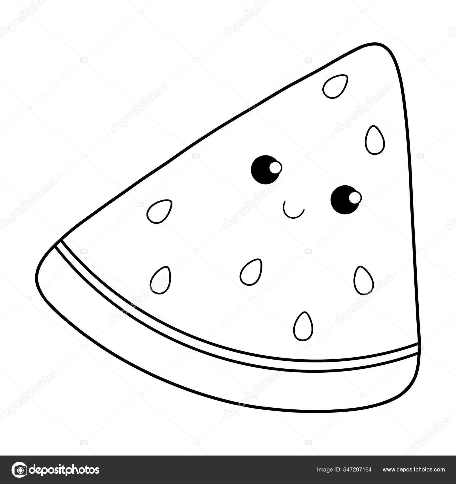 Cute childish summer coloring page smiling watermelon stock photo by dianahaharina