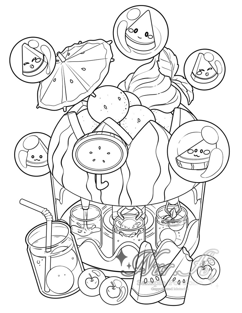 Coloring page summer watermelon juicer