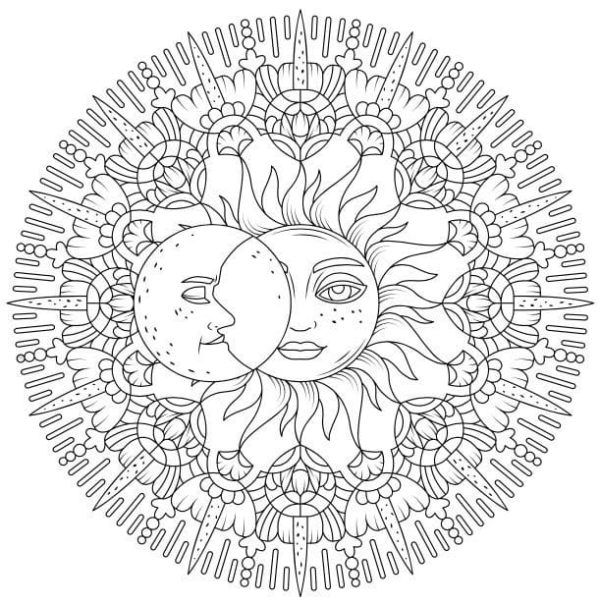 Sun and moon coloring pages sol para colorir desenhos para colorir mandalas lua para colorir