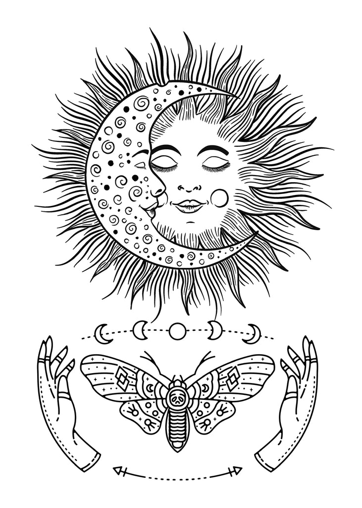 Sun moon stars celestial coloring book for adults printbook â monsoon publishing usa