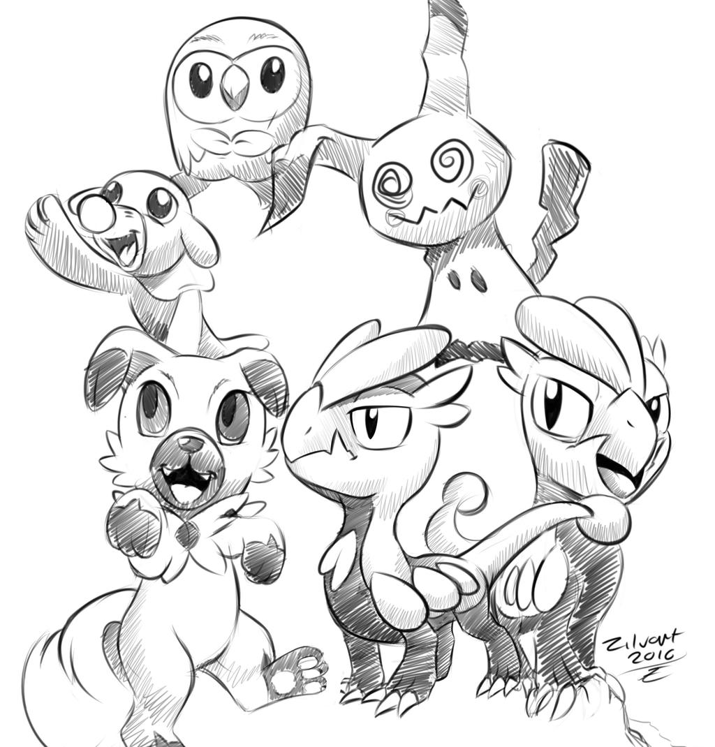 Pokemon sun moon sketches small sketch dump by zilvart on