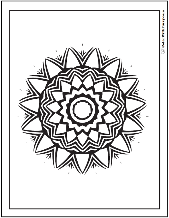 Geometric patterns coloring pages solar sunflower