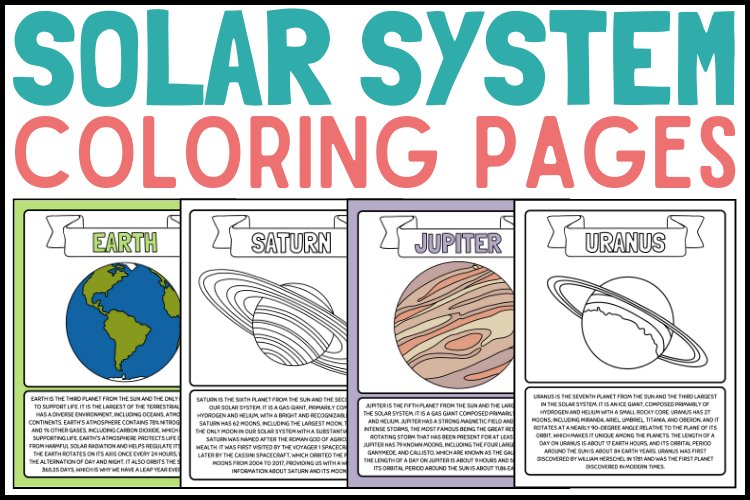 Solar system plas coloring pages posters