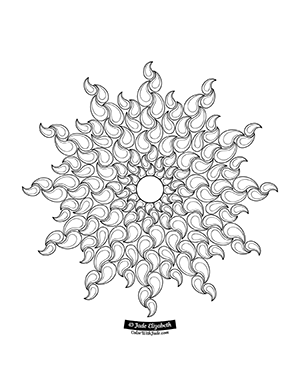 Sun fire mandala coloring page