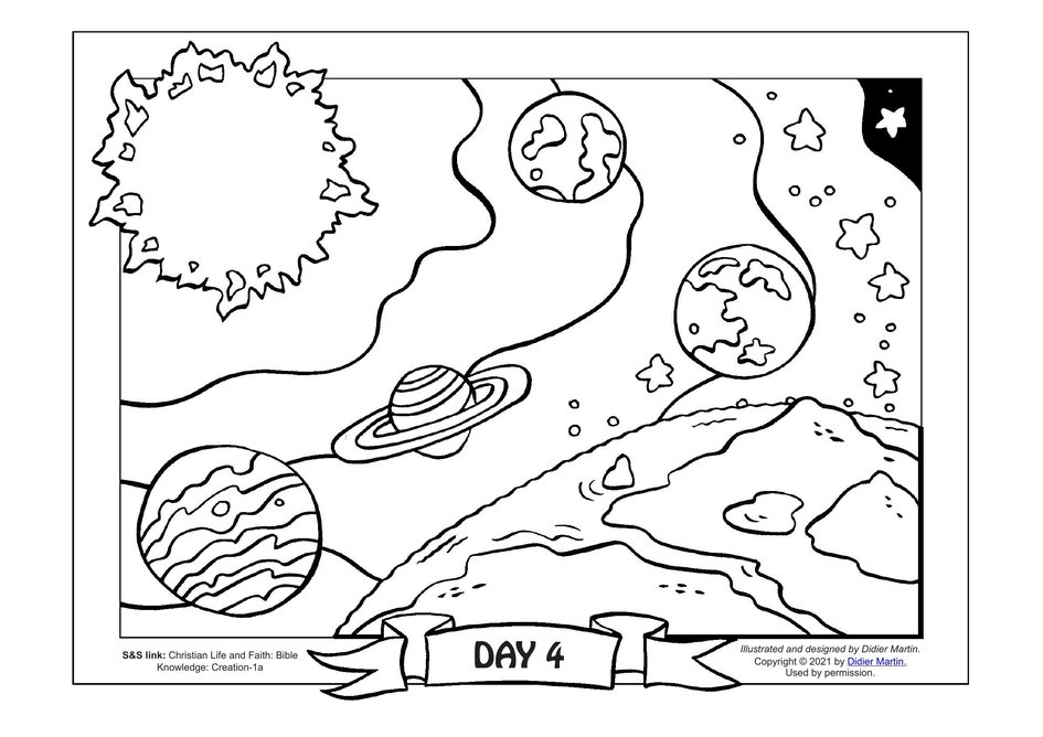 Coloring page the creation of the world the sun moon and stars my wonder studio