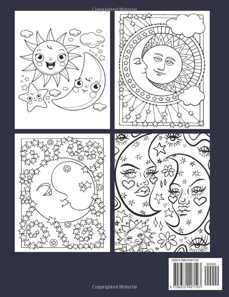 Sun moon star coloring book stunning stars outta the planet coloring pages with amazing illustration for adults best way to relax and entertain joy rainbow books