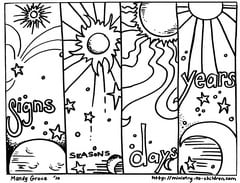 Creation coloring pages god made the sun moon and stars
