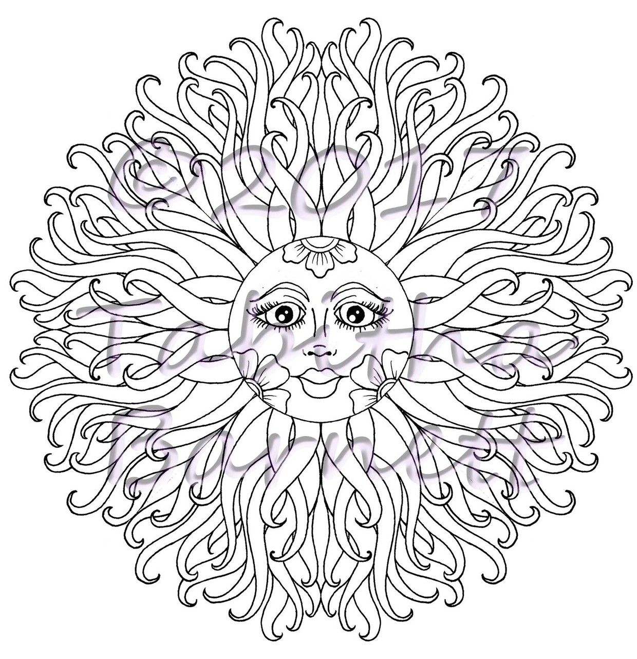 Sun moon stars mandalas coloring pack page pdf