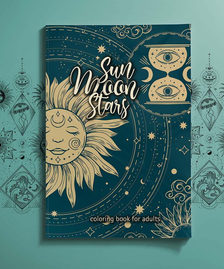 Sun moon stars celestial coloring book for adults printbook â monsoon publishing usa
