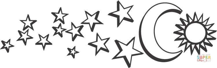 Moon sun and stars coloring page free printable coloring pages