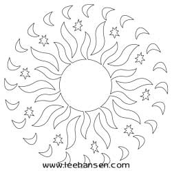 Sun moon stars mandala coloring page