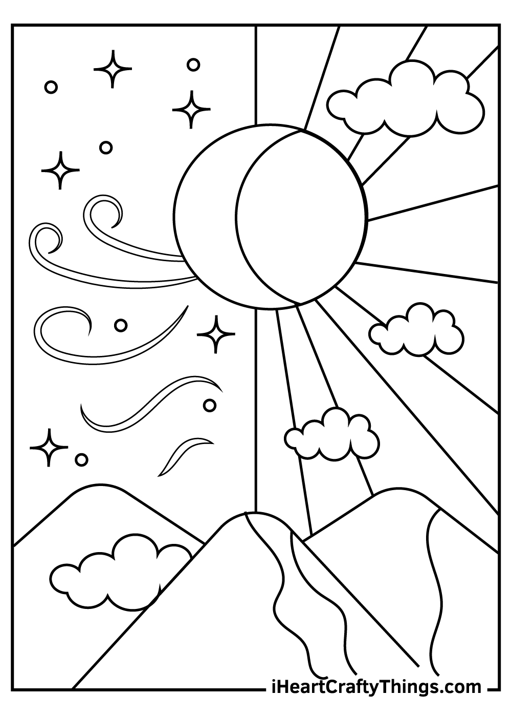 Sun and moon coloring pages free printables