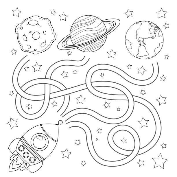 Sun moon and stars coloring page stock illustrations royalty