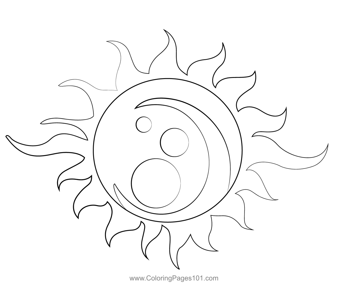 Moon sun stars coloring page for kids