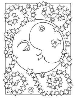 Stylised sun moon stars coloring by mrfitz tpt